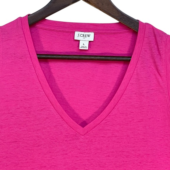 J Crew V Neck Sleeveless Tank Top Bright Pink Women's Size Large - Picture 3 of 8